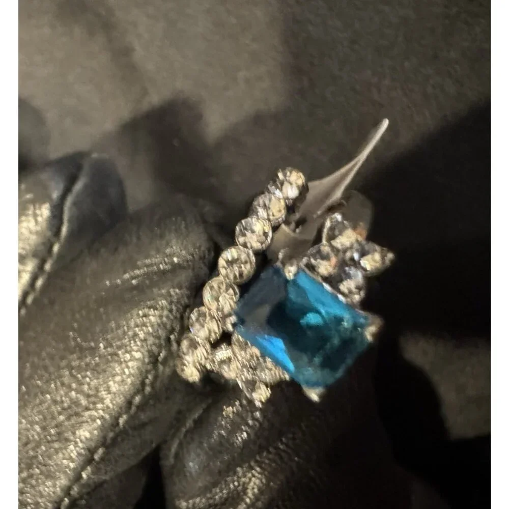NEW Premier Designs Fashion Blue CZ 2 PC Stackable Ring Womens 18 US 8.5